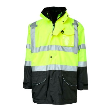 Gss Safety GSS Safety Hi-Visibility Class 3 7-In-1 All Seasons Waterproof & Breathable Jacket, Lime/Black, 4XL 8503-4XL